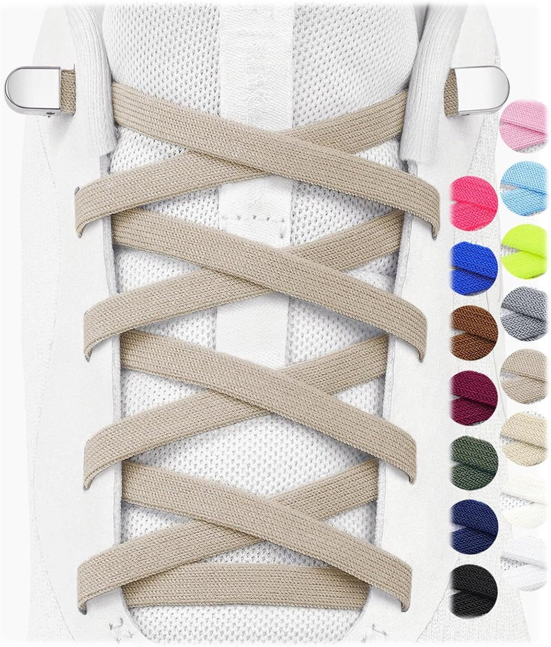 Stepace 2 Pairs Elastic No Tie Shoe Laces for Kids and Adults Sneakers, Stretch Flat Tieless Shoestrings - Image 1